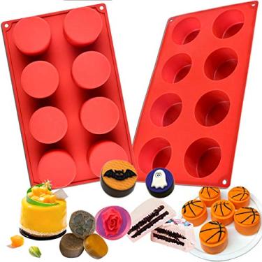 Imagem de Moldes de chocolate Muyulin redondos de silicone (pacote com 2) para assar doces, molde coberto com chocolate, Oreos, pudim, brownie, trufa, biscoito, gelatina e mini sabonete de resina (MJ42)