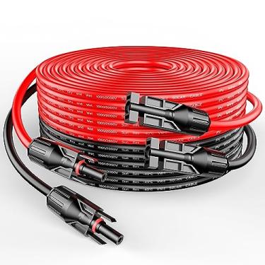 Imagem de RICH SOLAR Calibre 10 AWG 10 AWG Um par 30 metros vermelho + 3,5 m cabo de extensão de painel solar preto com conectores fêmea e macho (3,5 m 10 AWG)