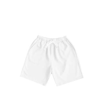 Imagem de HOOGRIN Conjunto de camisa polo e shorts de manga curta de cor sólida para meninos de 6 a 15 anos, Shorts branco, 8-9 Anos