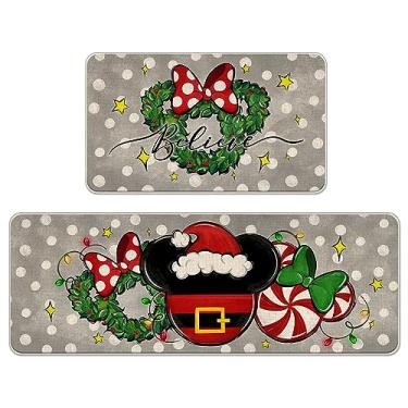 Imagem de Tailus Tapete de porta da frente decorativo cinza de Natal, guirlanda de doces de hortelã-pimenta de Natal, tapete de entrada antiderrapante, tapete de entrada, decoração de cozinha de casa de férias