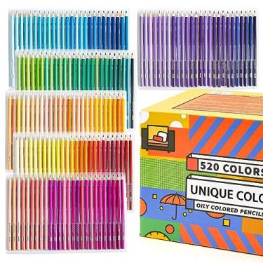 Imagem de 520 lápis de cor, lápis de cor de núcleo macio pigmentado, conjunto de lápis de cor pré-afiados com tabela de cores faça você mesmo, lápis de cor de qualidade artística para colorir adultos, esboços