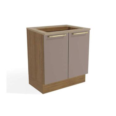 Imagem de Gabinete De Cozinha Modulado Balcão Botanic M623 P-cooktop 2 Portas C-tampo 80cm Nogueira-fendi-nogueira - Kappesberg