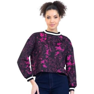 Imagem de Moletom Onça Preta Cropped Contorno PR23 Preto Feminino-Feminino