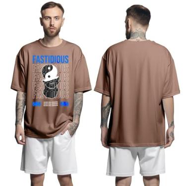 Imagem de Camisa Camiseta Oversized Streetwear Genuine Grit Masculina Larga 100% Algodão 30.1 Fastidious - Marrom - GG