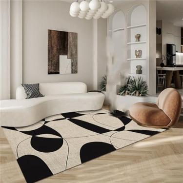 Imagem de Luz sala de estar tapete completo listrado preto e branco sofá mesa café quarto tapete decorativo, 05,500mm x 800mm