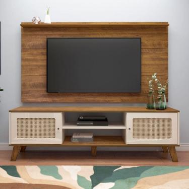 Imagem de Rack com Painel para TV Até 60 Polegadas Charlotte 2 Portas Pinho/Off White - Panorama Móveis