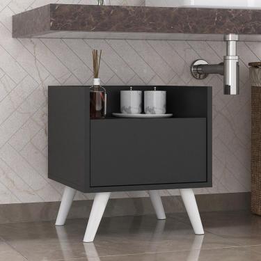 Imagem de Gabinete Armário Banheiro 40 cm com Pés Retrô Multimóveis MP5037 Preto/Branco