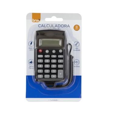 Imagem de Calculadora Pequena 8 Dígitos Cordão de Nylon BRW Preta