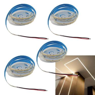Imagem de Fita Led 4000K 5 Metros 16W 240 Leds Kit 4 Unidades Casa Quarto Sala Recepçao Espelho Sanca Teto Rebaixado Gesso
