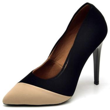 Imagem de Scarpin Casual Salto Alto Feminino Ellas Online Nude/Preto