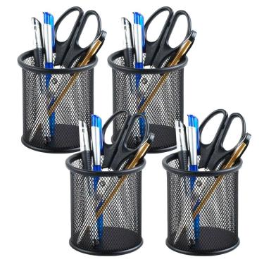 Imagem de Porta Lapis Telado Kit 4 Unidades Caneta Regua Treco Lapis Organizador Mesa de Trabalho Escrivaninha Home Office Empresa Escritorio Versatil Multiuso