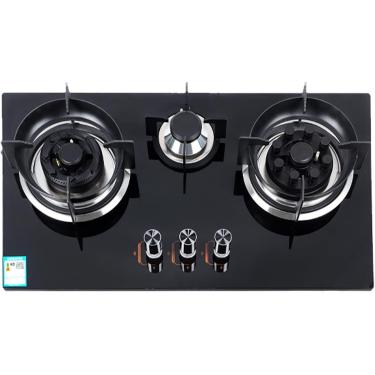 Imagem de JJXDYM Cooktop a Gás de Bancada com 3 Queimadores, Fogão a Gás de Vidro Temperado, Fácil de Limpar, Gás Natural