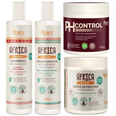 Imagem de Kit Africa Baoba Apse Porosidade Shampoo + Condicionador + Creme Pentear + Mascara Ph Control 500g