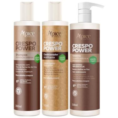 Imagem de Kit Apse Crespo Power Shampoo + Condicionador + Gelatina Umidificadora Ativadora Grande Vegano