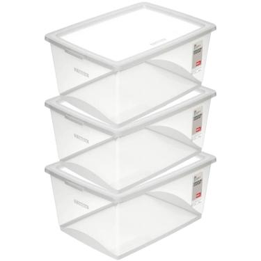 Imagem de 3 Caixas Plásticas Organizadoras 60L com Tampa My Closet Ordene Multiuso