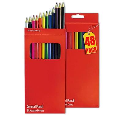 Imagem de Always23 Lápis de cor apagáveis, lápis de cor de madeira, 3 mm, pacote com 48 unidades.