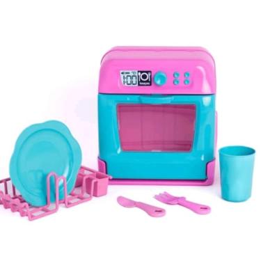 Imagem de Lava Louças Brinquedo Cozinha De Criança Infantil Com 5 Peças Acessórios Escorredor Pratos Copinho E Talheres