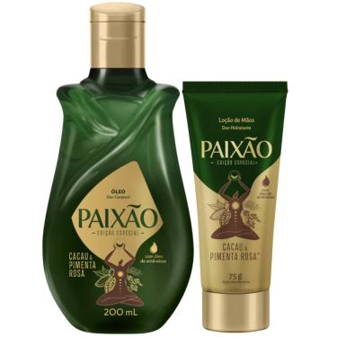 Imagem de Kit Paixão Cacau e Pimenta Rosa Creme para Mãos + Óleo Corporal