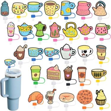 Imagem de 30 peças de tampa de palha de chá da tarde casual para copo Stanley Cup 1,134 g/850,5 g, 10 mm, acessórios de topo de canudo, à prova de poeira para garrafas de água, presentes para lembrancinhas de