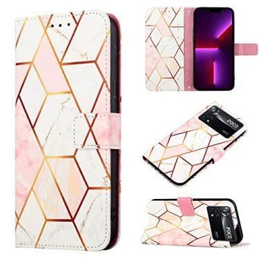 Imagem de OOPKINS Capa carteira compatível com Xiaomi Poco X4 Pro 5G, capa flip de couro PU com design de mármore com 3 compartimentos para cartões, suporte para meninas e mulheres, capa protetora para Xiaomi