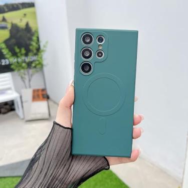 Imagem de Capa magnética de silicone líquido de luxo para Samsung S24 S23 Plus S22 Ultra A55 A35 A15 A05S capa sólida fosca, verde, para S23 Plus