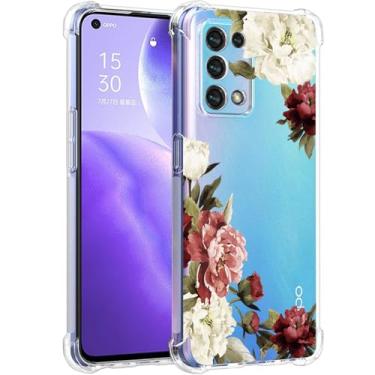 Imagem de Ueokeird Capa de telefone para Reno5 5G, Reno5 K/Find X3 Lite CPH2145 Capa para meninas e mulheres, capa protetora fina à prova de choque com padrão floral flexível TPU para Oppo Reno 5 5G Blossom