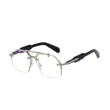 Imagem de HCHES Óculos de sol vintage quadrados punk de metal, masculino e feminino, sem aro, óculos de sol para homens, proteção UV400, óculos escuros, 5, tamanho único