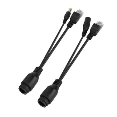 Imagem de Injetor do Divisor do Ponto de Entrada, Divisor do Adaptador do Ponto de Entrada 12v Power over Ethernet Passivo Poe Adaptador Cabo Divisor Injetor Impermeável Preto