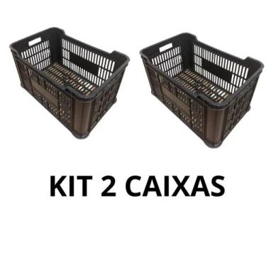 Imagem de Kit com 2 caixas Plástica 50 Litros organizadoras colheita hortifruti 