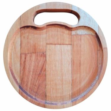 Imagem de Tábua de Corte para Servir Petiscos Porções e Frios em Madeira de Eucalipto com Óleo Mineral - Redonda 25cm Cor:NATURAL;