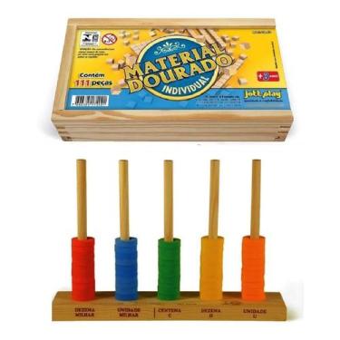 Imagem de Material Dourado Individual 111 Peças + Ábaco Aberto - Mundo Feliz