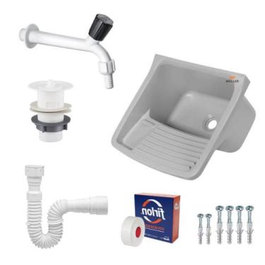 Imagem de Tanque Plastico para Lavar Roupas + Sifão + Torneira Herc - Metasul, C