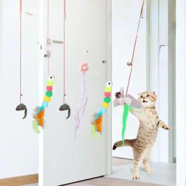 Imagem de Brinquedo Elástico Interativo Divertido Para Gato De Porta Lagarta Cel