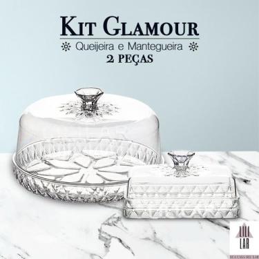 Imagem de Kit Glamour 2 peças Queijeira e Mantegueira Linha Cristal - PLASUTIL