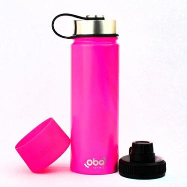 Imagem de Garrafa Térmica Inox  Rosa Neon 650ml Conserva Bebida Até 24h Gelado O