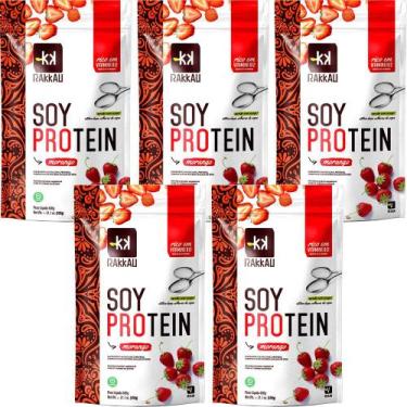 Imagem de Kit 5 Soy Protein Morango Rakkau 600g Vegano - Proteína Soja