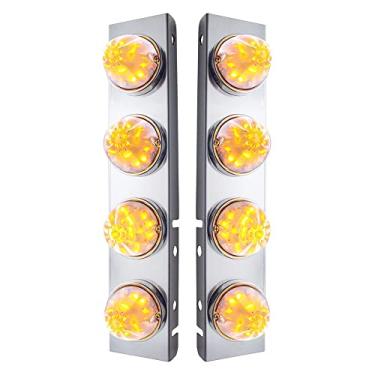 Imagem de United Pacific 31975 PB SS Suporte de limpador de ar frontal com 8 x 17 luzes LED melancia e bisel SS - LED âmbar/lente transparente