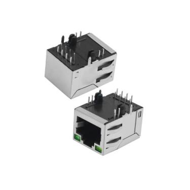 Imagem de Conector Rj45 P/ Pci + Led - Fêmea - Pacote Com 10 Unidades - 5+