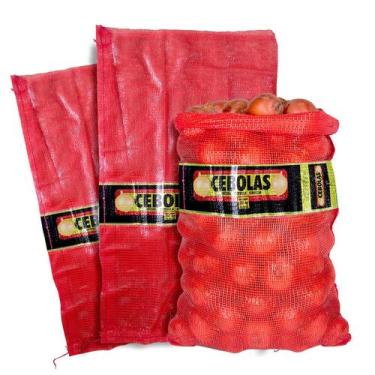 Imagem de 30 Sacos Rafia 47X80 Rede Vermelha Suporta 20kg Cebola - PEG Embalagen