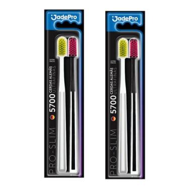 Imagem de Kit 2 Escova de Dente Pro-Slim 5700 Cerdas Alemã JadePro c/2un, Azul, 