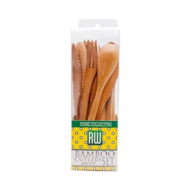 Imagem de Conjunto de facas de bambu de 20,32 cm: perfeito para eventos de buffet, restaurantes e caminhões de alimentos - 100 facas, 100 garfos e 100 colheres - biodegradável e ecológico - restaurante