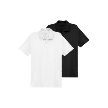 Imagem de Kit com 2 Camisetas Polo Masculina Malwee 1000004425, Branco, M