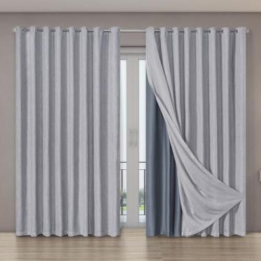 Imagem de Cortina blecaute corta luz com voil gaze de linho 4,00x2,70 - Safira e