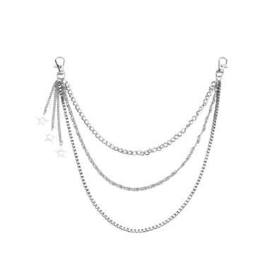 Imagem de Kilener Calça jeans corrente Y2k estrela cintura corrente gótica multicamadas cintos para mulheres homens calças saia corrente bolso corrente punk cintura cinto hip hop acessórios para o corpo para