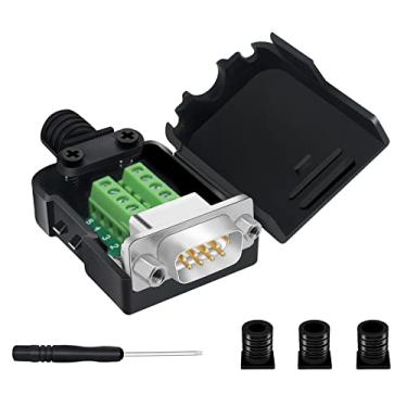 Imagem de YIOVVOM Conector de breakout DB9, DB9 sem solda RS232 D-SUB adaptadores seriais macho 9 pinos adaptador branco para conector terminal módulo de sinal com caixa e porca