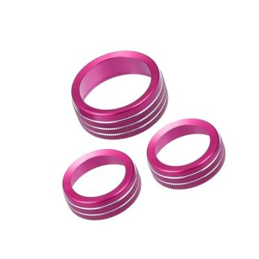 Imagem de Partuto Decalques de maçanetas de ar condicionado de carro capa de botão de interruptor de rádio AC para Dodge Durango 2014-2020 para Jeep Cherokee Grand Cherokee 2014-2021 rosa (conjunto de 3)