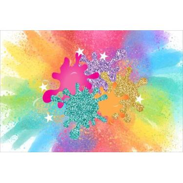 Imagem de Painel de Lona Slime Glitter Colorido Explosão - Fabrika de Festa, 200