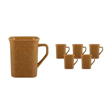 Imagem de Kit 6 Canecas Quadrada Fibra Madeira Green 250Ml - Bb Store