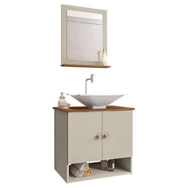 Imagem de Gabinete Arm Banheiro Deli 2 Portas com Cuba Concava Branca Cor: Off White/Nature
