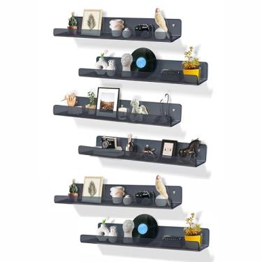 Imagem de Prateleiras de acrílico, pacote com 6 prateleiras flutuantes de 39,9 cm para parede, prateleiras de exibição Funko Pop Lego, estantes de livros infantis, prateleira suspensa para banheiro, quarto,